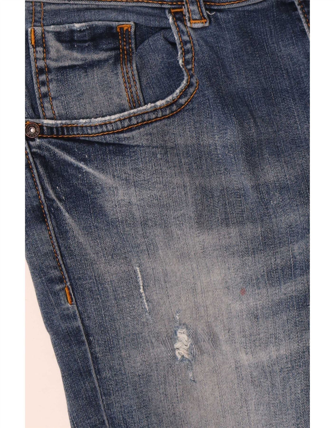Zara Dame Distressed Skinny Jeans W28 L27 Blå