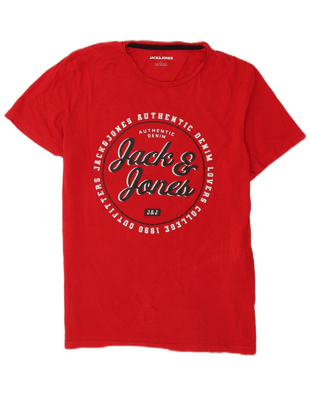 Jack & Jones Herre Regular Graphic T-Shirt Top Stor rød bomuld