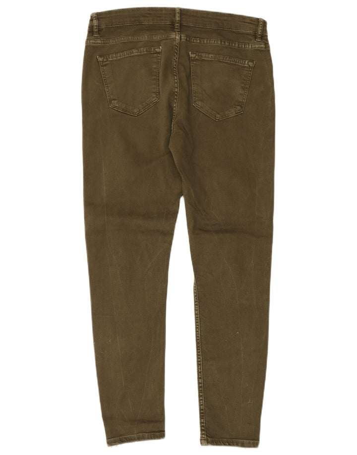 Zara Dame Slim Jeans EU 40 Medium W30 L27 Khaki Colourblock