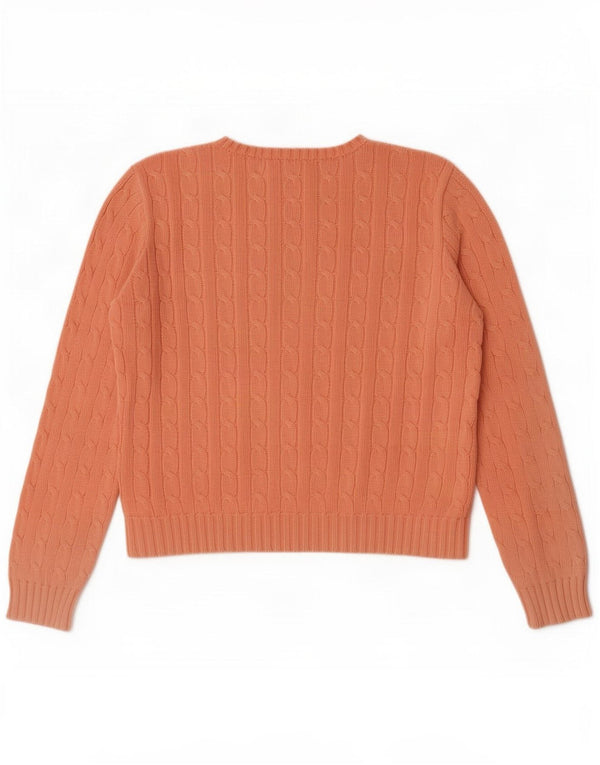 Ralph Lauren Womens Crop Crew Neck Jumper Sweater UK 16 Large Orange Bomuld