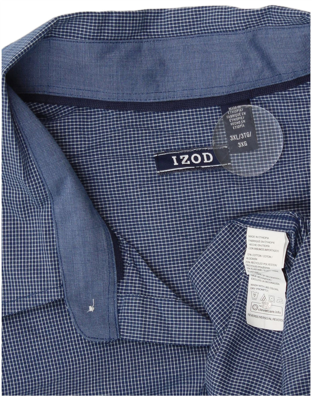 Izod Herre Ternet skjorte 3XL Blå Gingham Bomuld