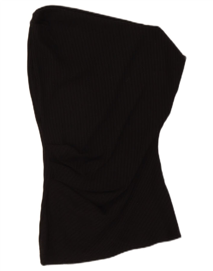 Zara Dame ærmeløs bluse Top UK 14 Medium Sort Polyester