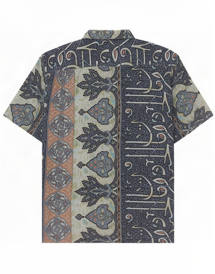 Fieldwork Kortærmet Herreskjorte Medium Blue Paisley Cotton