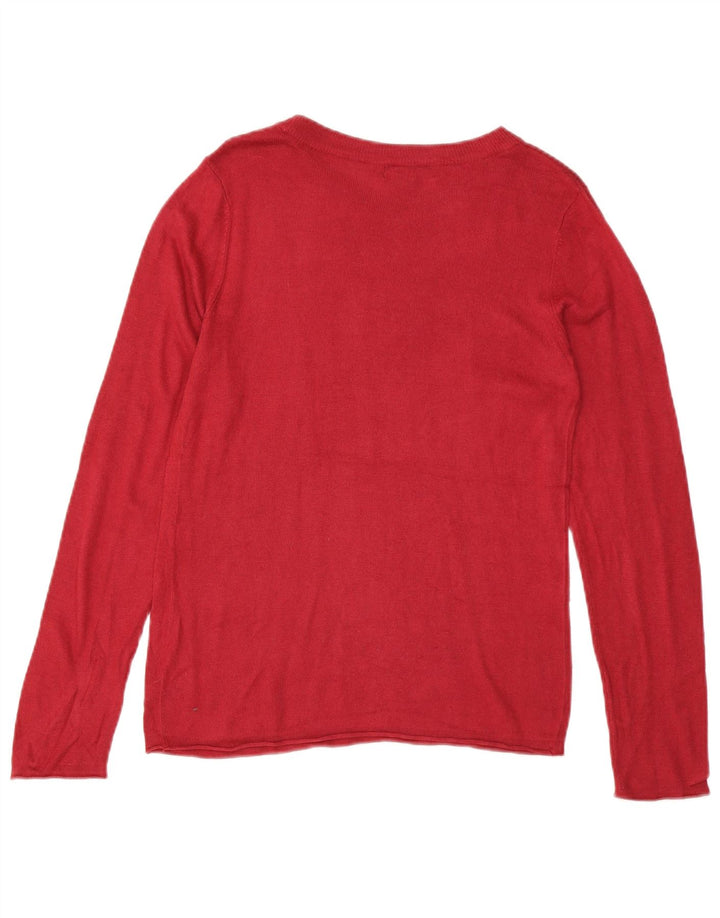 MOSSIMO Dame Boat Neck Jumper Sweater UK 14 Large Red Rayon