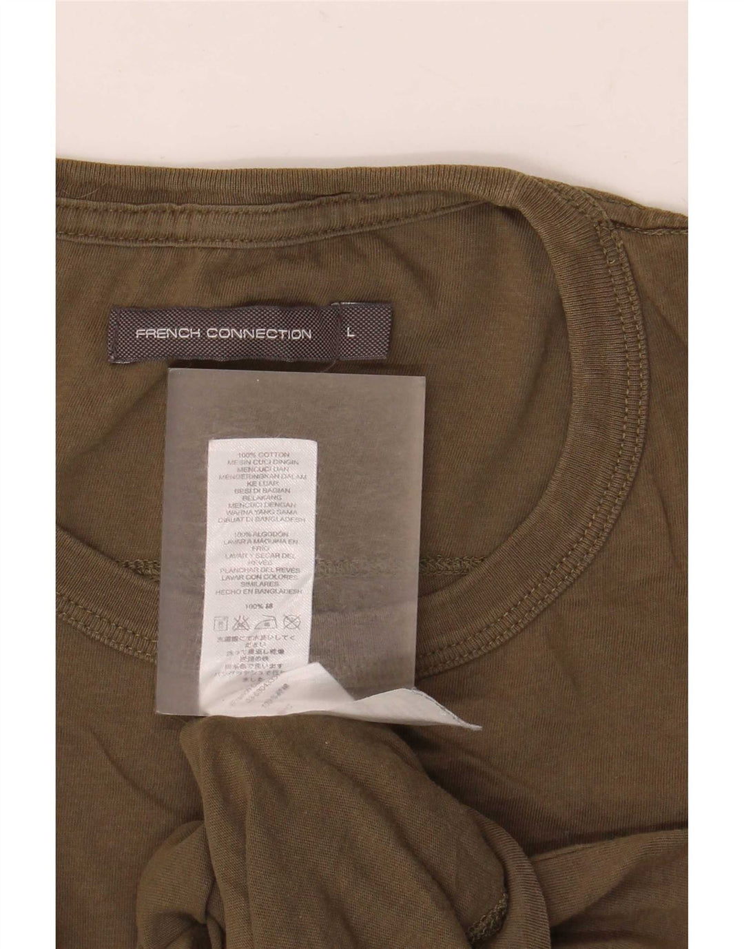 French Connection Herre T-Shirt Top Stor Khaki Colourblock Bomuld