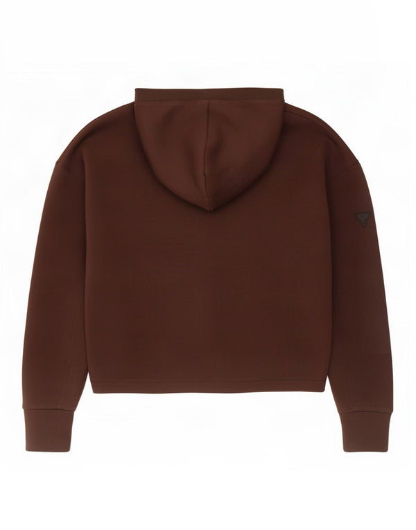 Guess Kvinders Oversized Crop Grafisk Hoodie Jumper UK 10 Small Brown Viscose