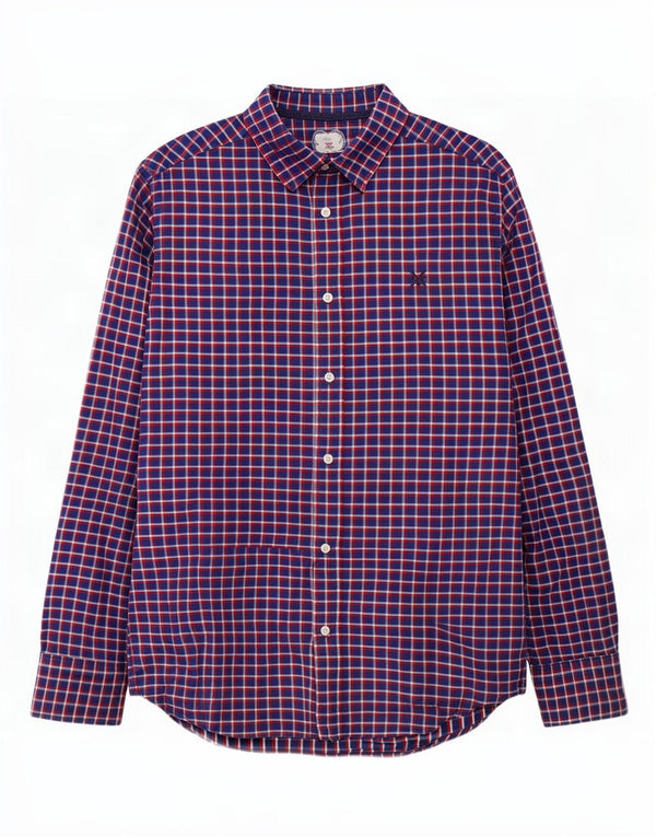 Besætningstøj Herre Classic Fit Flanelskjorte Medium Navyblå Ternet bomuld