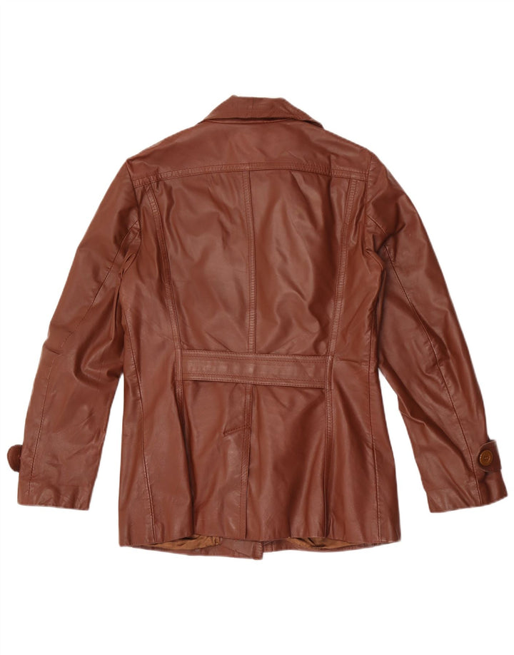 VINTAGE Dame Læderjakke IT 42 Medium Brun