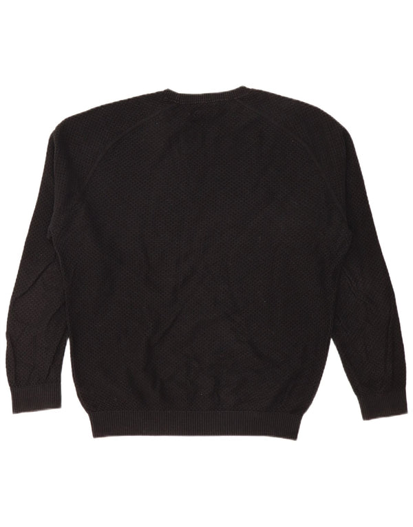 MASSIMO DUTTI Herre sweater med rund hals, stor sort bomuld