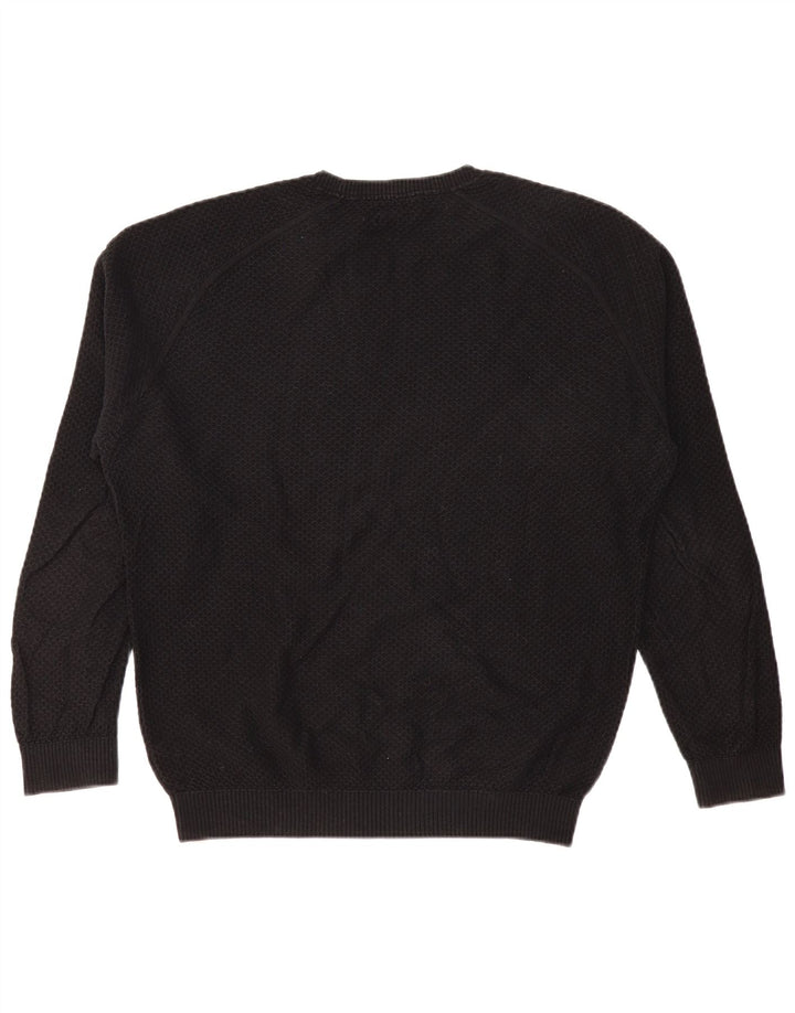 MASSIMO DUTTI Herre sweater med rund hals, stor sort bomuld