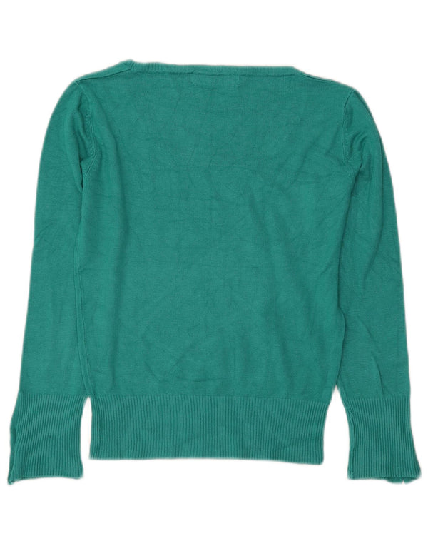 Zara Dame Boat Neck Jumper Sweater UK 12 Medium Green Rayon