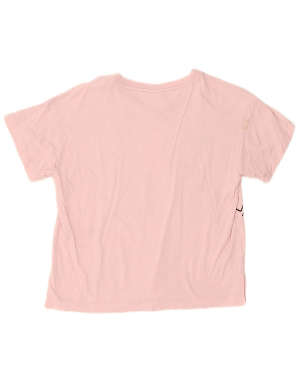 Champion Dame Grafisk T-Shirt Top UK 14 Stor Pink Bomuld