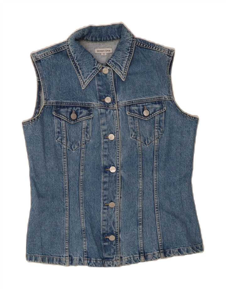 STREET ONE Womens Denim Gilet IT 42 Medium Blue Cotton Vintage Street One and Second-Hand Street One from Messina Hembry 