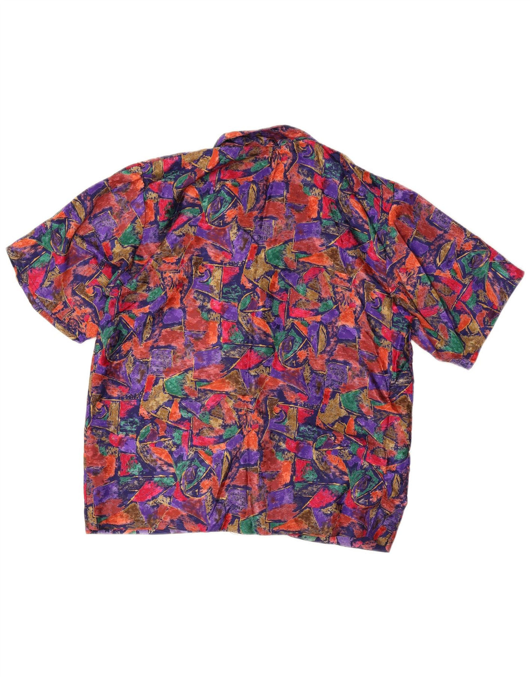Vintage kvinders abstrakt mønster skjorte bluse UK 16 Large Multicolor