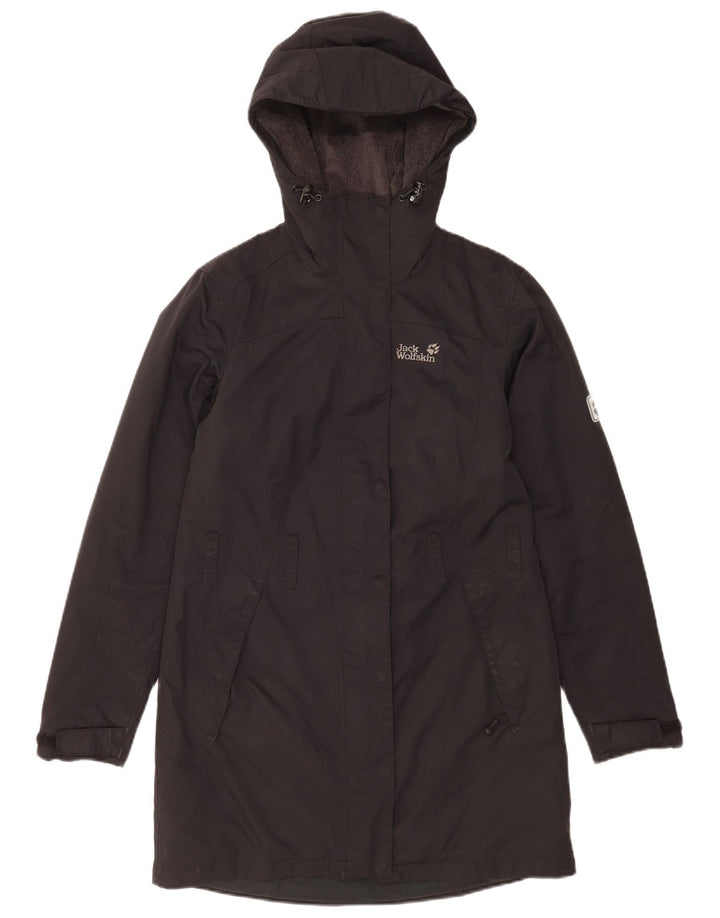 Jack Wolfskin Dame Hætte Oversized Windbreaker Coat UK 10 Small Black