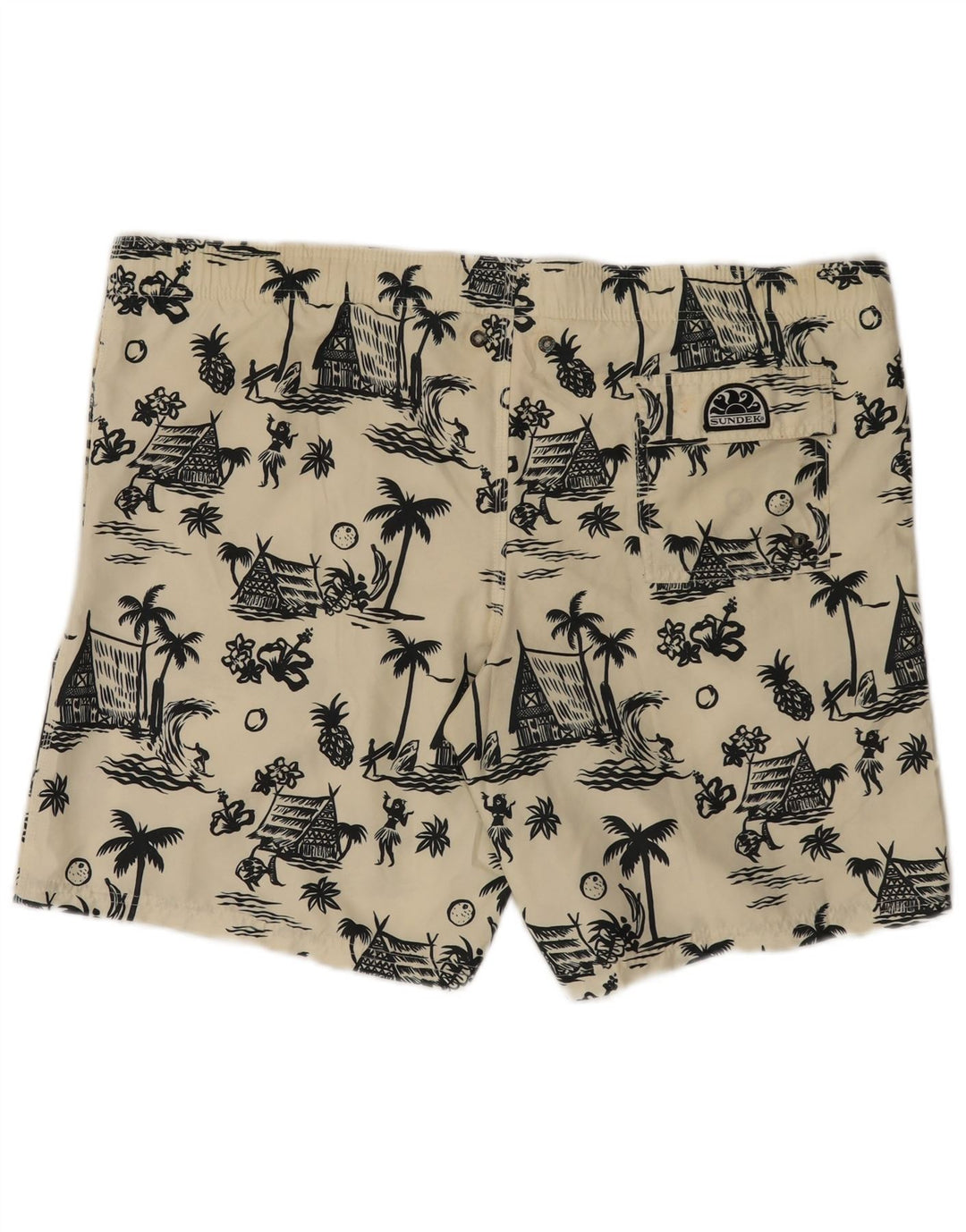 Sundek Herre grafiske svømmeshorts 2XL Off White Polyester