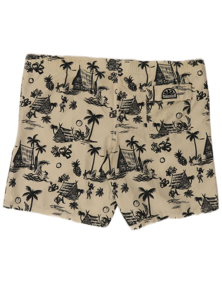 Sundek Herre grafiske svømmeshorts 2XL Off White Polyester