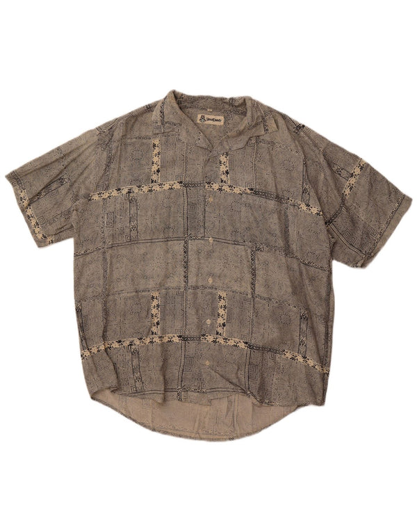 Vintage kortærmet herreskjorte stor grå Paisley