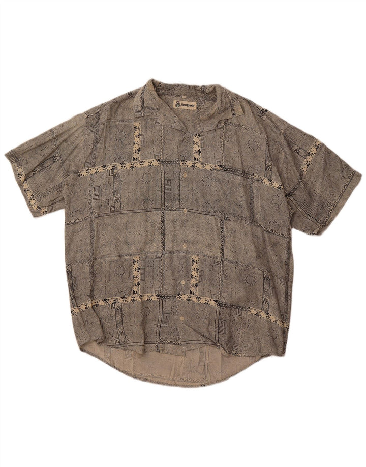Vintage kortærmet herreskjorte stor grå Paisley