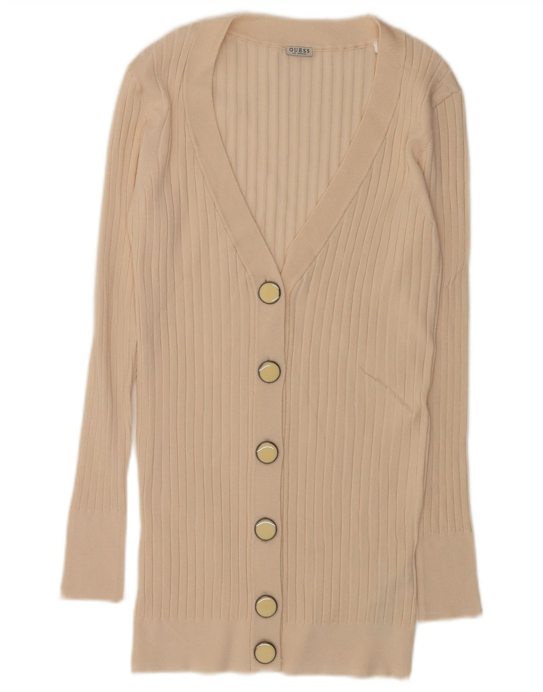 Guess Womens Longline Cardigan Sweater UK 8 Small Beige Viscose