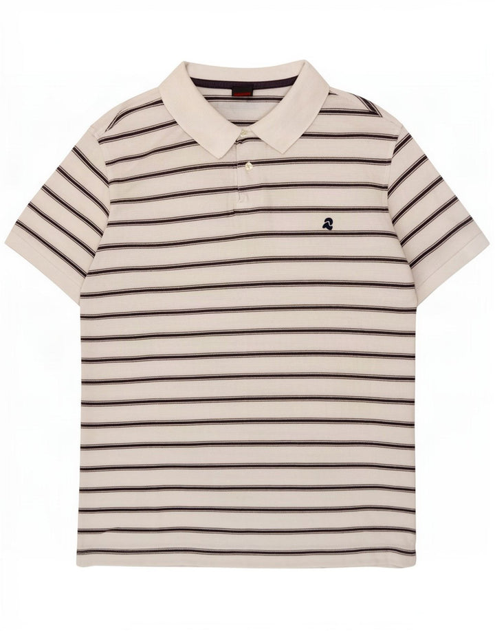 Invicta Polo Shirt til mænd IT 48 Medium hvid stribet bomuld