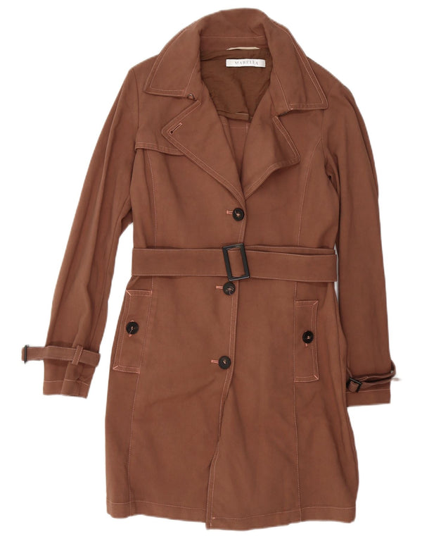 Marella Trench Coat til kvinder UK 10 Lille brun bomuld