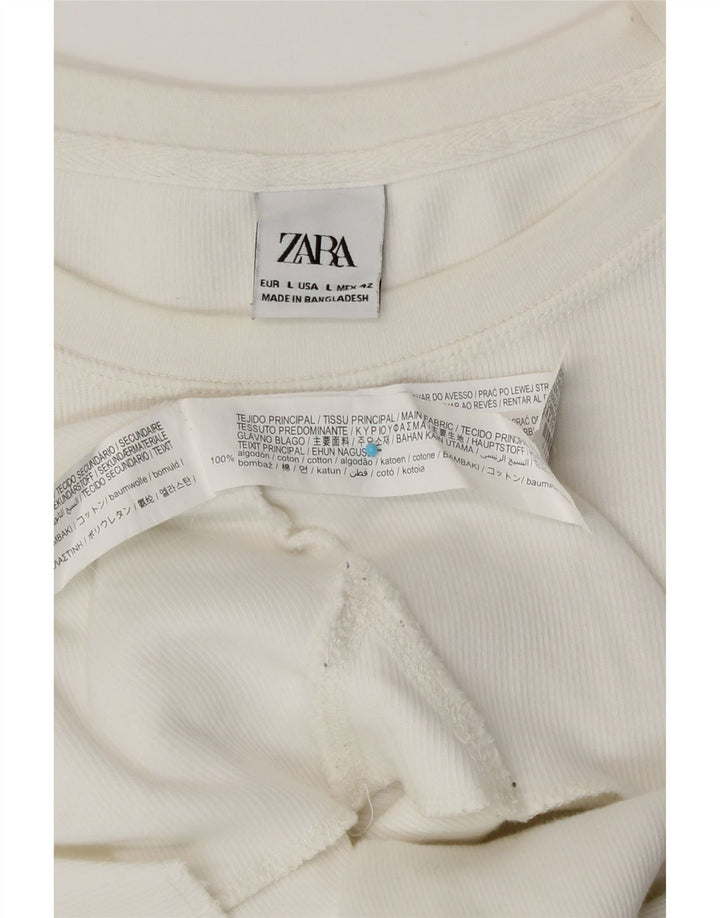 Zara Herre Top Langærmet Stor Hvid Bomuld