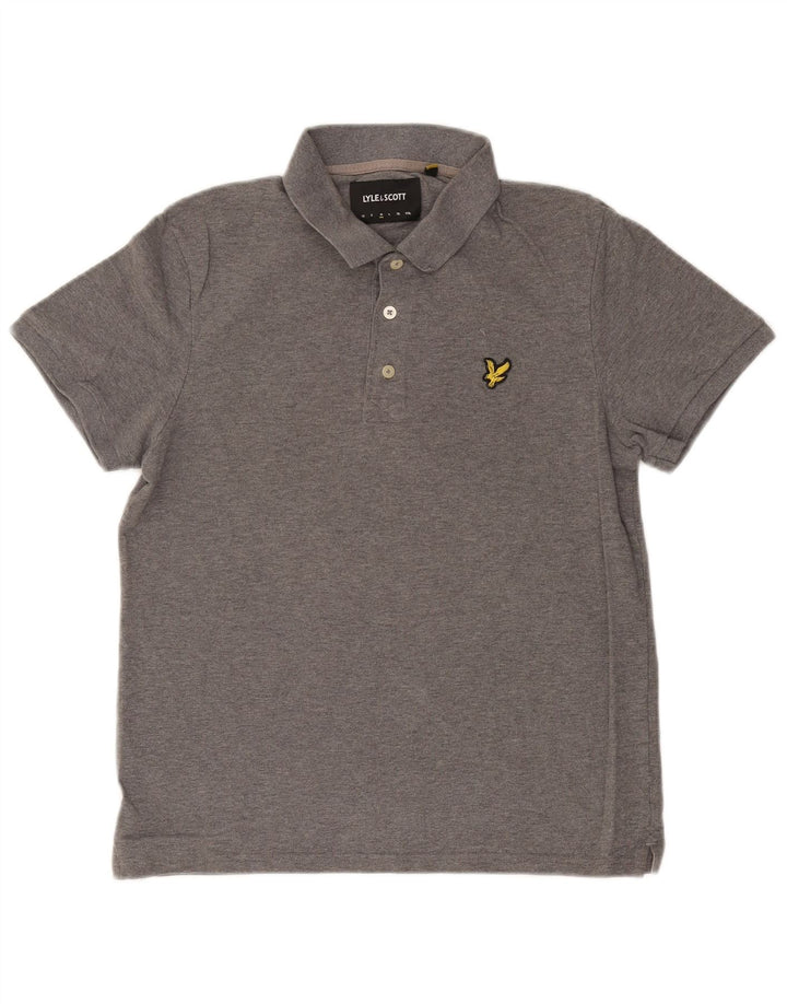 Lyle & Scott Poloskjorte til mænd, mellemgrå, flækket bomuld