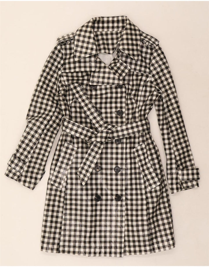Vintage kvinders trenchcoat UK 12 Medium Black Gingham