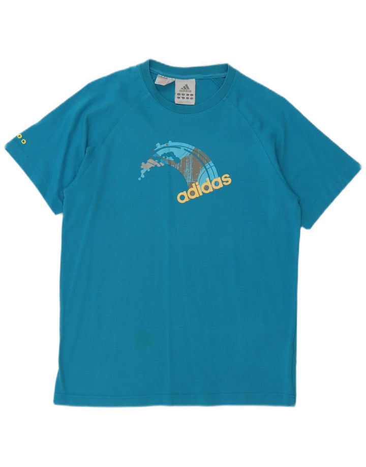 Adidas drenge grafisk t-shirt top 15-16 år blå polyester