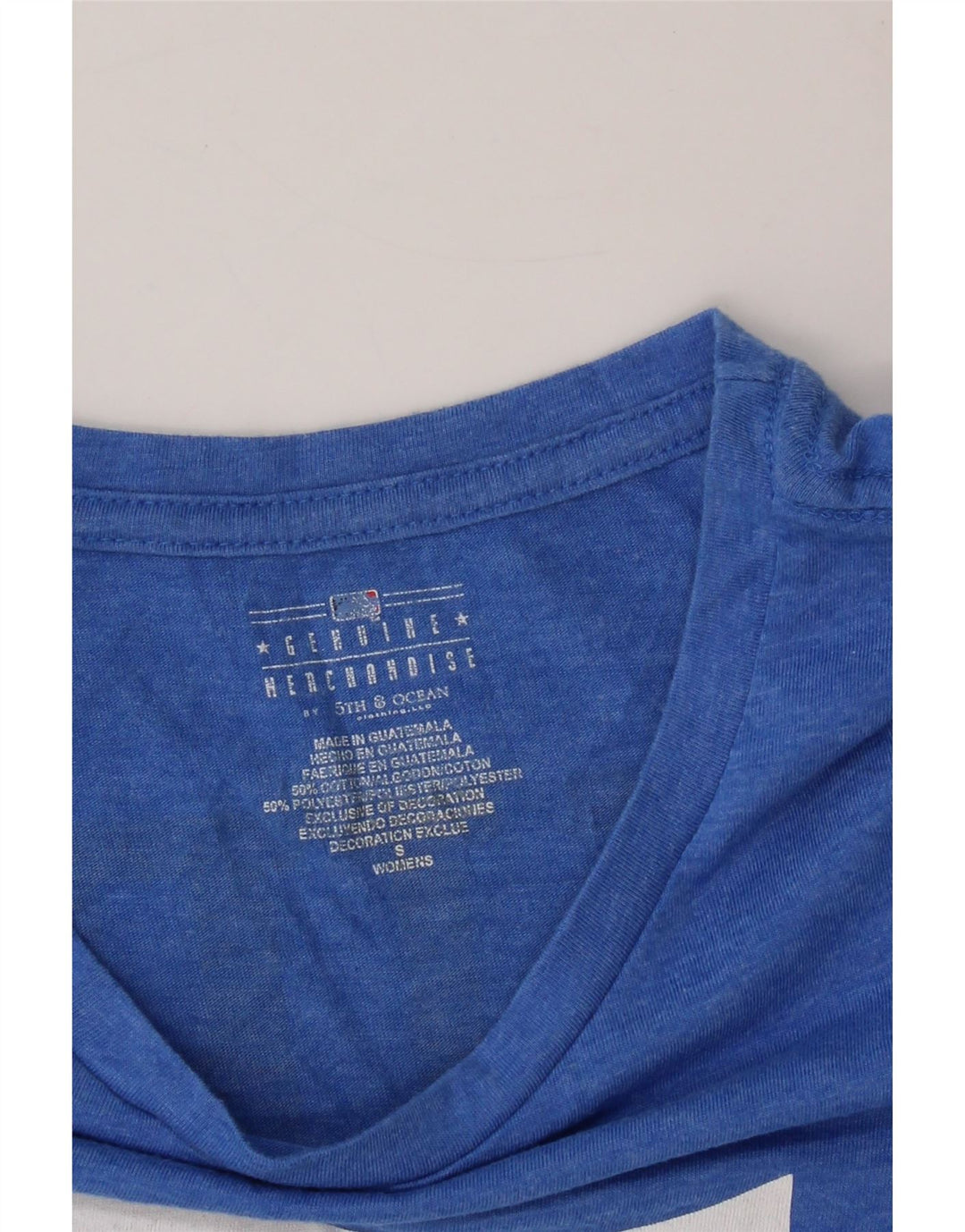 GENUINE MERCHANDISE Womens Graphic T-Shirt Top UK 10 Small Blue Vintage Genuine Merchandise and Second-Hand Genuine Merchandise from Messina Hembry 