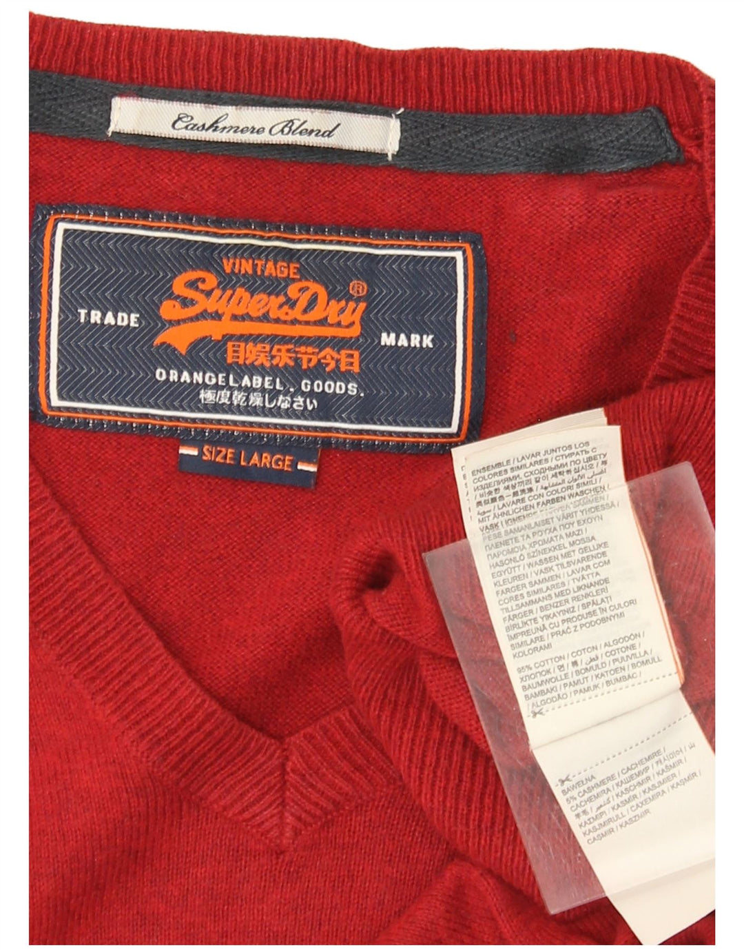 SUPERDRY Herre V-hals sweater Stor rød bomuld