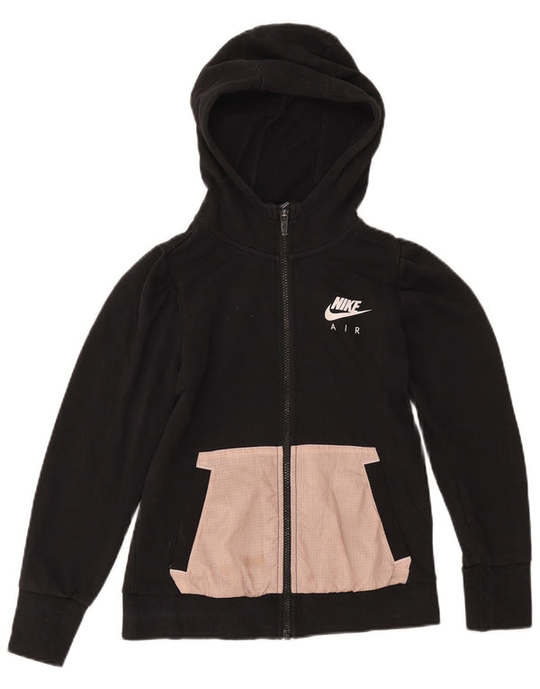 Nike hættetrøje med lynlås til piger 10-11 år Medium Sort Colourblock