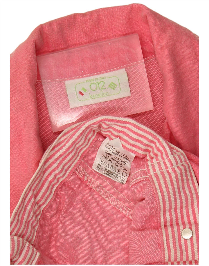 BENETTON Girls Graphic Denim Jacket 11-12 Years Pink Viscose