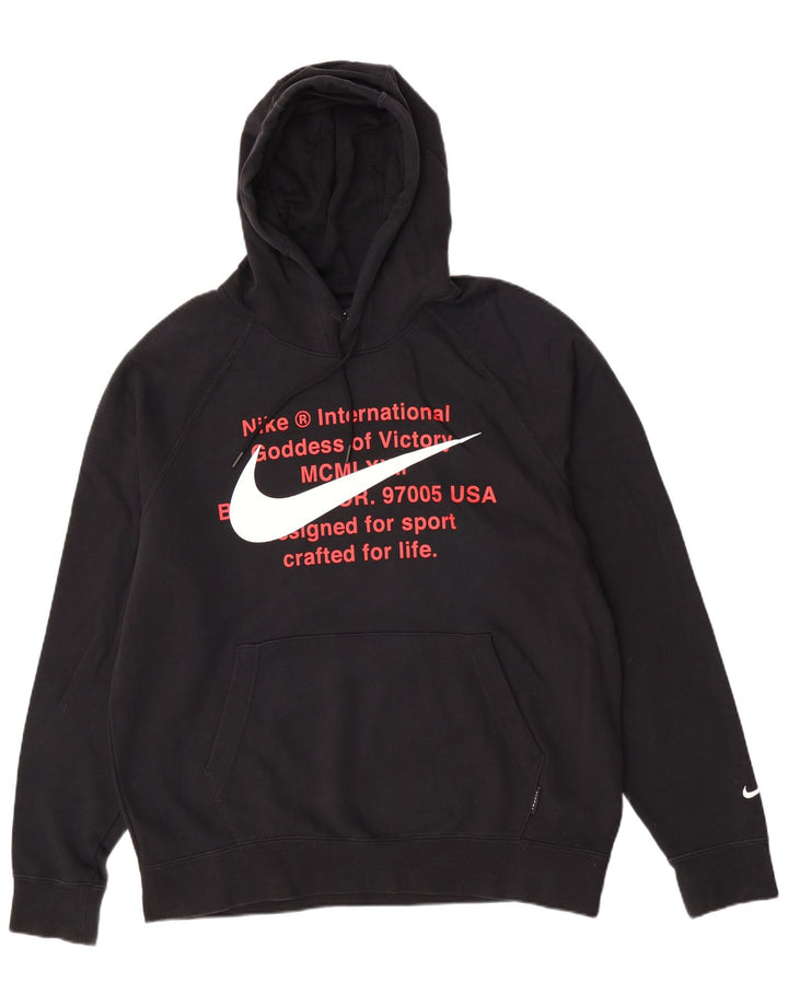 Nike Herre grafisk Regular Fit hættetrøje Jumper Stor sort bomuld