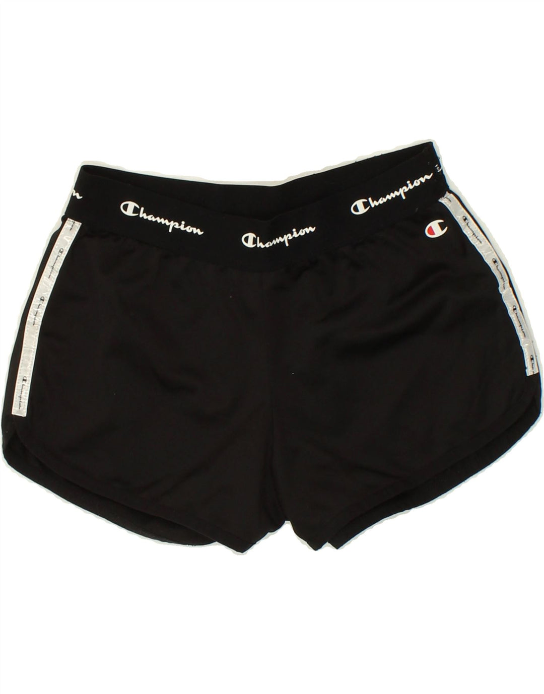 CHAMPION Womens Graphic Sport Shorts UK 4 XS Black Polyester Vintage Champion and Second-Hand Champion from Messina Hembry 