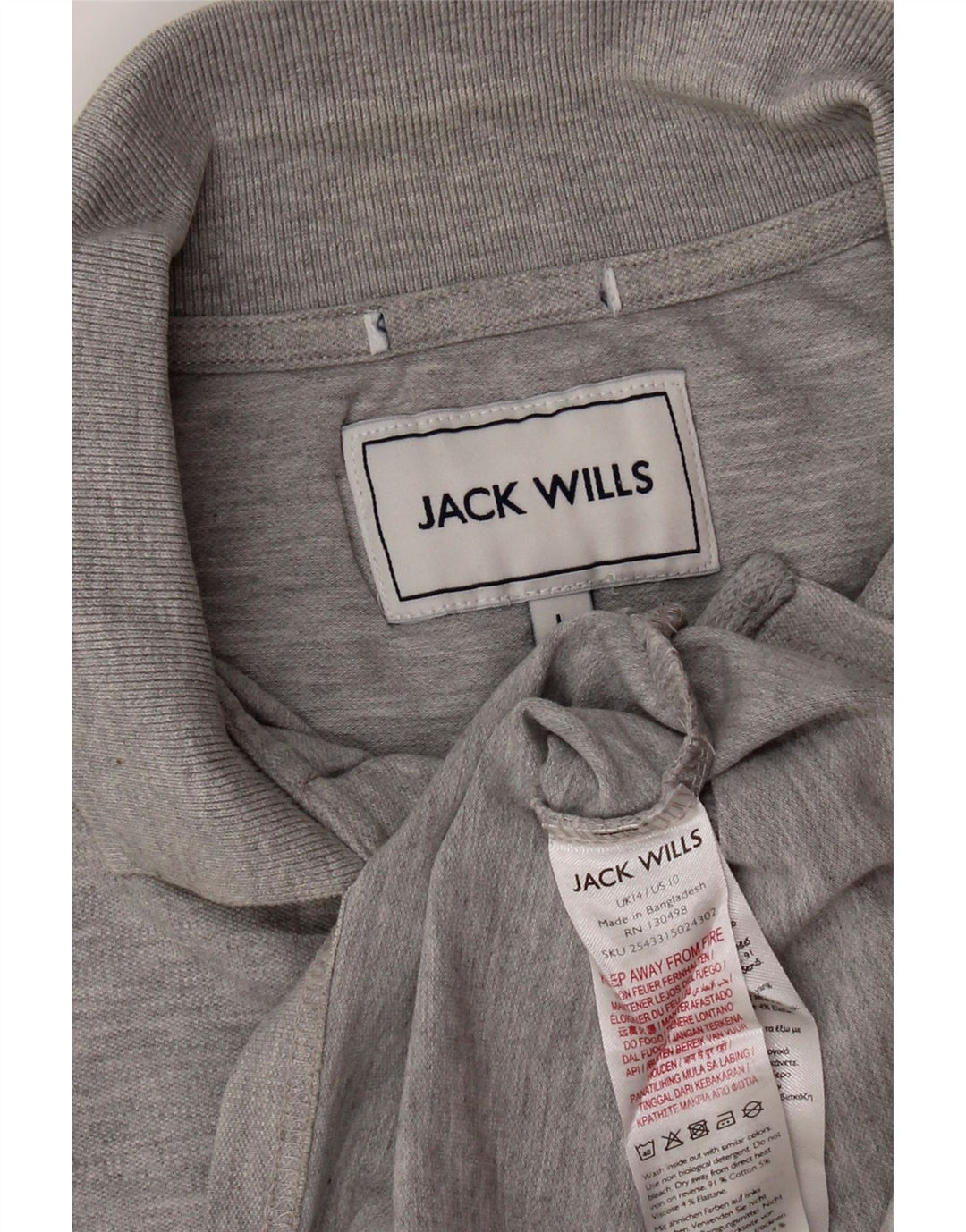 Jack Wills Dame Polo Shirt UK 14 Stor Grå Bomuld