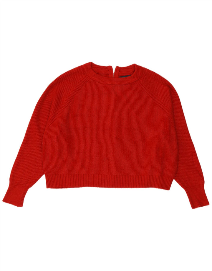 Zara Womens Crop Oversized Cardigan Sweater UK 10 Small Red Viscose