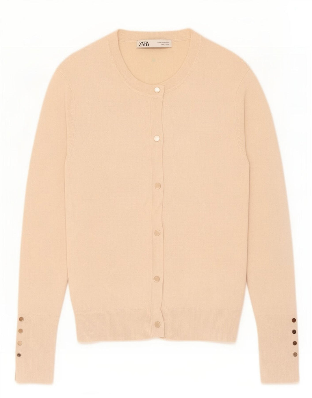 Zara Dame Cardigan Sweater UK 12 Medium Beige Viscose
