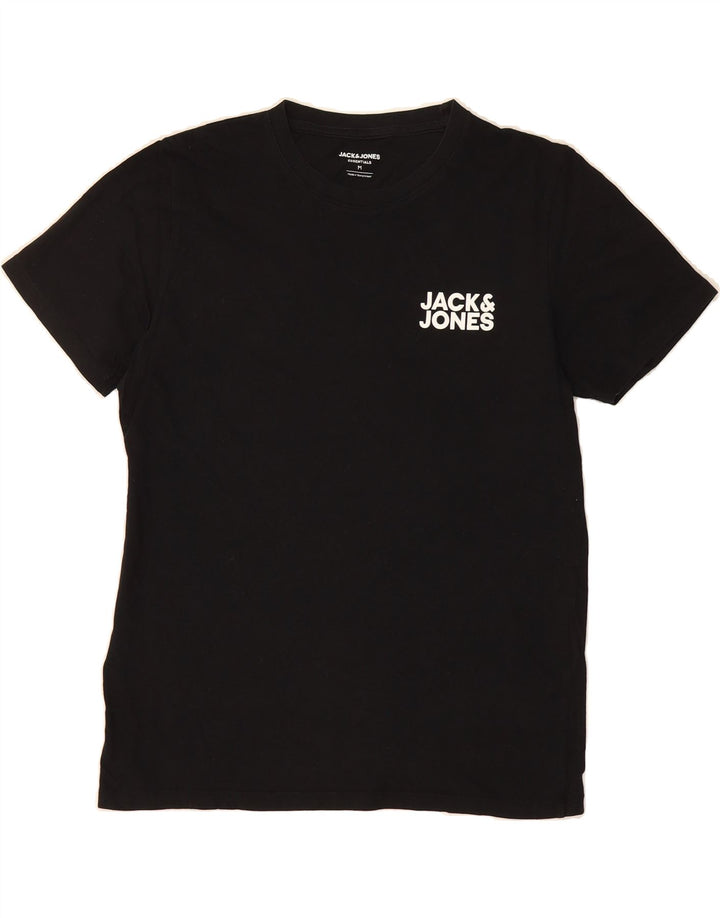 JACK & JONES Mens T-Shirt Top Medium Black Vintage Jack & Jones and Second-Hand Jack & Jones from Messina Hembry 