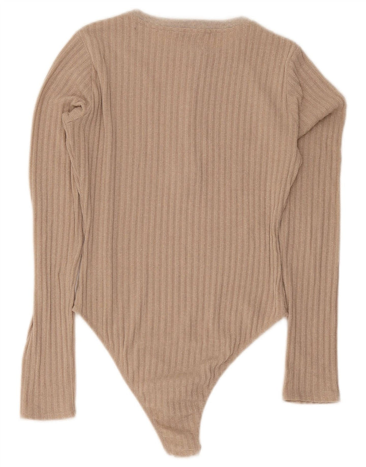 Zara Womens Bodysuit UK 10 Small Beige