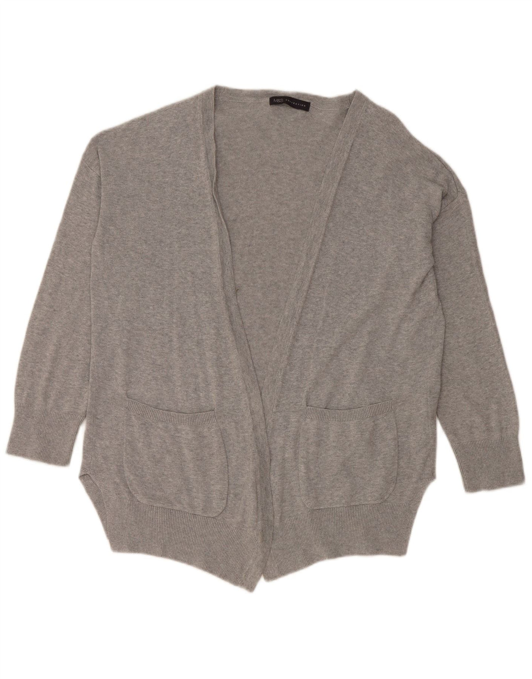 Marks & Spencer Dame Oversized Open Cardigan Sweater UK 14 Medium Grey
