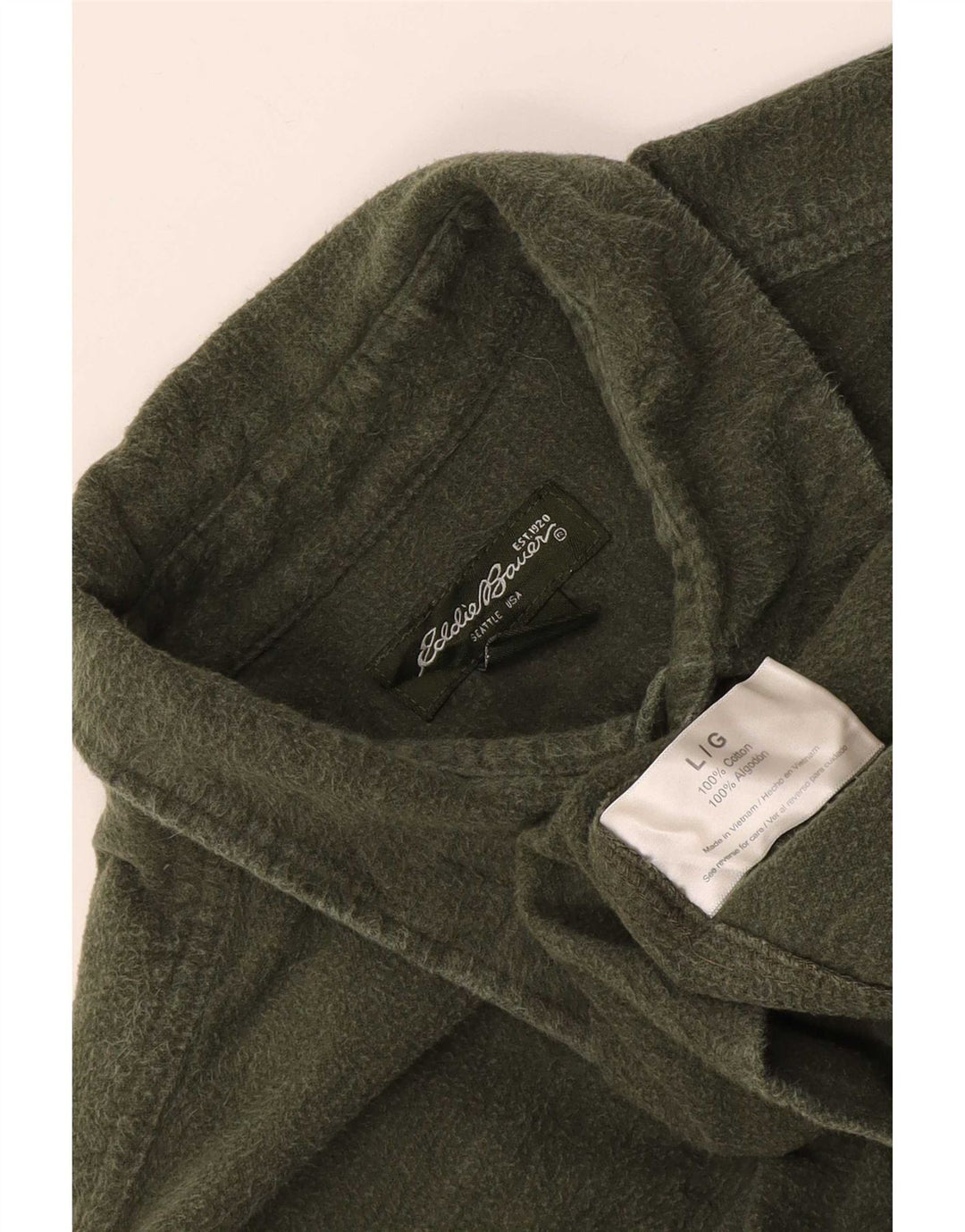 Eddie Bauer Herre Flanelskjorte Stor Khaki Bomuld