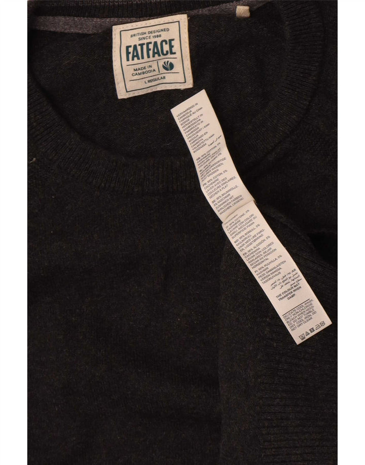 Fat Face Herre Regular Fit Crew Neck Jumper Sweater Stor Grå Bomuld
