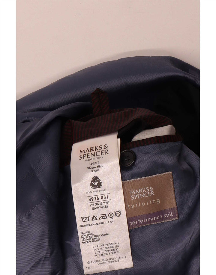 Marks & Spencer Herre Double Breasted Blazer Jacket UK 40 Medium Navy Blue
