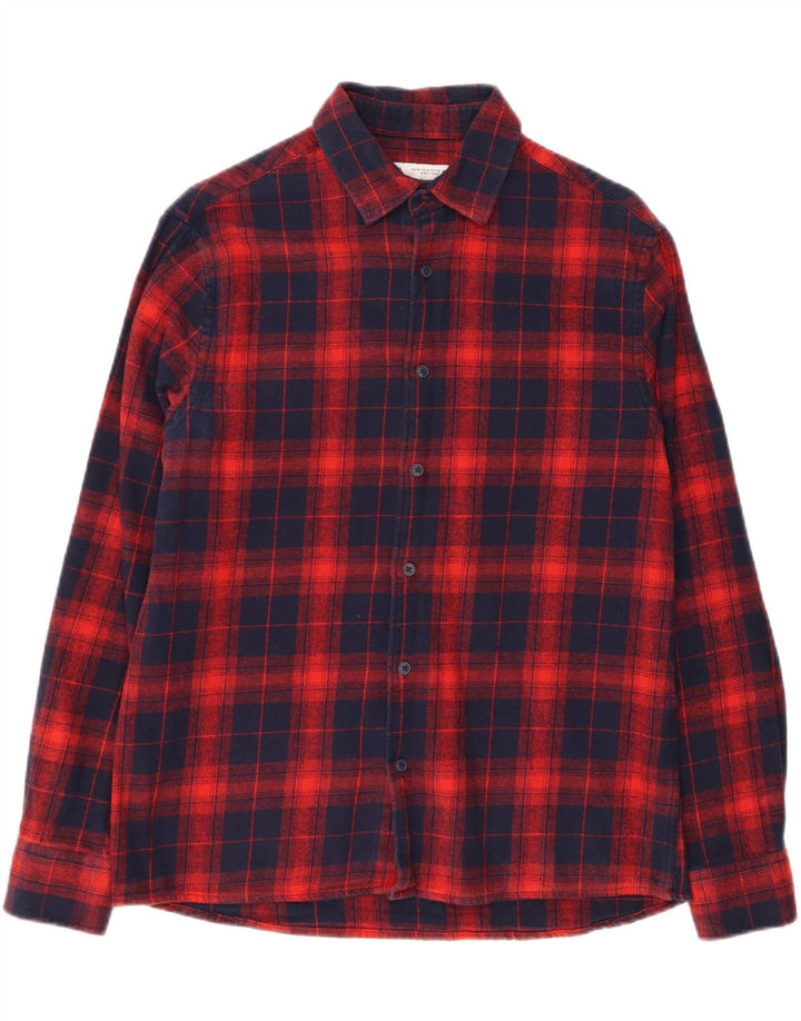 ZARA Mens Flannel Shirt Medium Red Check Cotton Vintage Zara and Second-Hand Zara from Messina Hembry 
