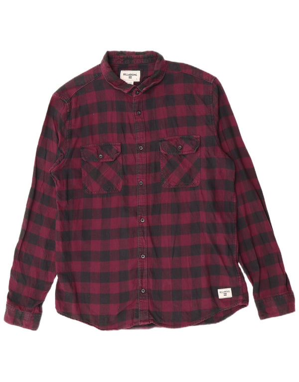 Billabong Herre Flannel Shirt XL Maroon Gingham Cotton