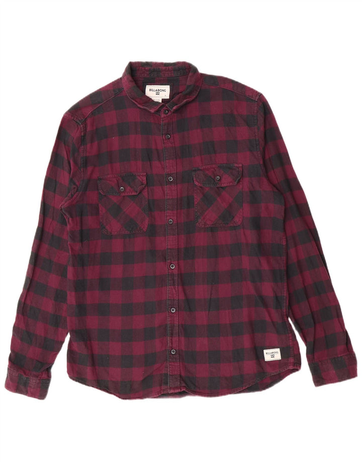 Billabong Herre Flannel Shirt XL Maroon Gingham Cotton