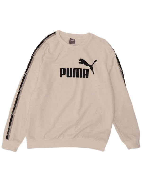 Puma Herre Grafisk Sweatshirt Jumper Stor Hvid Polyester