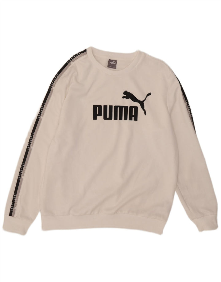 Puma Herre Grafisk Sweatshirt Jumper Stor Hvid Polyester